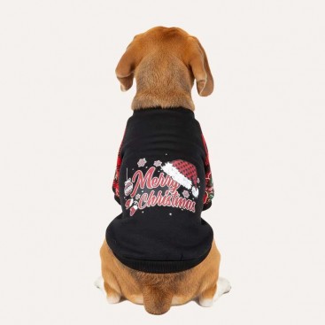 Свитшот для собак черный с красными рукавами PetsIn - Marry Christmas, XL