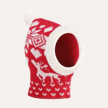 Шапка для собак Christmas - Snowflakes and deer Red, S