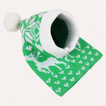 Шапка для собак Christmas - Snowflakes and deer Green, S