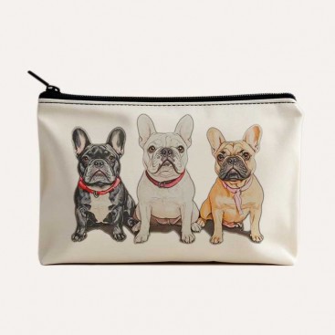Косметичка біла з французиками Confession - White French Bulldog