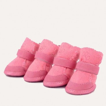 Ботинки для собак из плащевой ткани 4 шт - Breathable Pet Shoes, pink, XS: 3.5х4 см