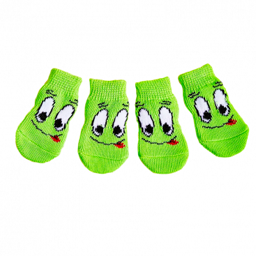 Носочки салатовые с глазками 4 шт - Non-slip Cartoon Graphic Dog Socks, M 3х7.5 см
