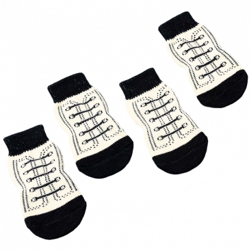Шкарпетки молочні з малюнком шнурівки 4 шт - Non-slip Cartoon Graphic Dog Socks, S 2.5х6 см