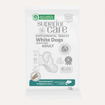 Гипоаллергенное лакомство для белых собак с лососем Nature`s Protection - Hypoallergenic & Digestive Care, 110 г