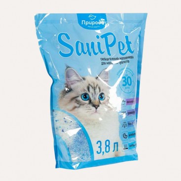 Силікагелевий наповнювач для котячих туалетів Природа - Sani Pet, 3.8 л