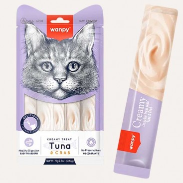 Лакомство для котов с тунцом и крабом Wanpy - Tuna & Crab, 5 стиков по 14 г