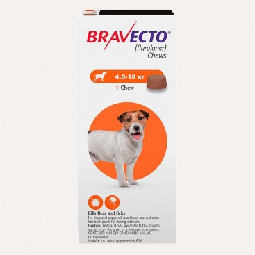 Жувальна таблетка Bravecto для собак від 4.5 до 10 кг (1 таблетка)