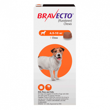 Жевательная таблетка Bravecto для собак от 4.5 до 10 кг (1 таблетка)