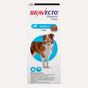 Жувальна таблетка Bravecto для собак від 20 до 40 кг (1 таблетка)