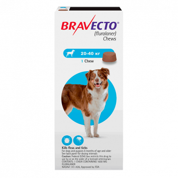 Жевательная таблетка Bravecto для собак от 20 до 40 кг (1 таблетка)