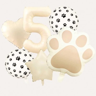 Набор из 6 шариков на пятый день рождения собачки Fiesta - Cream Balloon