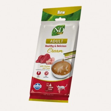 Фарміна кет кремові ласощі N&D Grain Free PRIME CAT CREAM CHICKEN & TUNA ADULT 60 gr