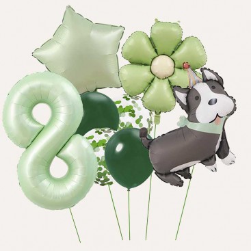 Набір з 10 кульок на восьмий день народження песика Fiesta - Green Daisy Dog
