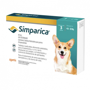 Жувальна таблетка для захисту середніх собак від паразитів Сімпаріка 10-20 кг (1 таблетка)
