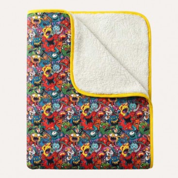 Двухстороннее водонепроницаемое одеяло с мехом Montmorency - Monsters with yellow 100х77 см