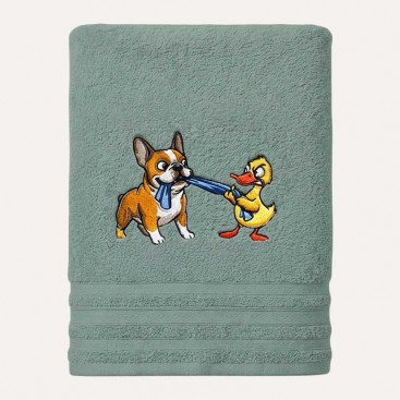 Полотенце для собак с вышивкой Montmorency - French bulldog with Duck, 50х100 см