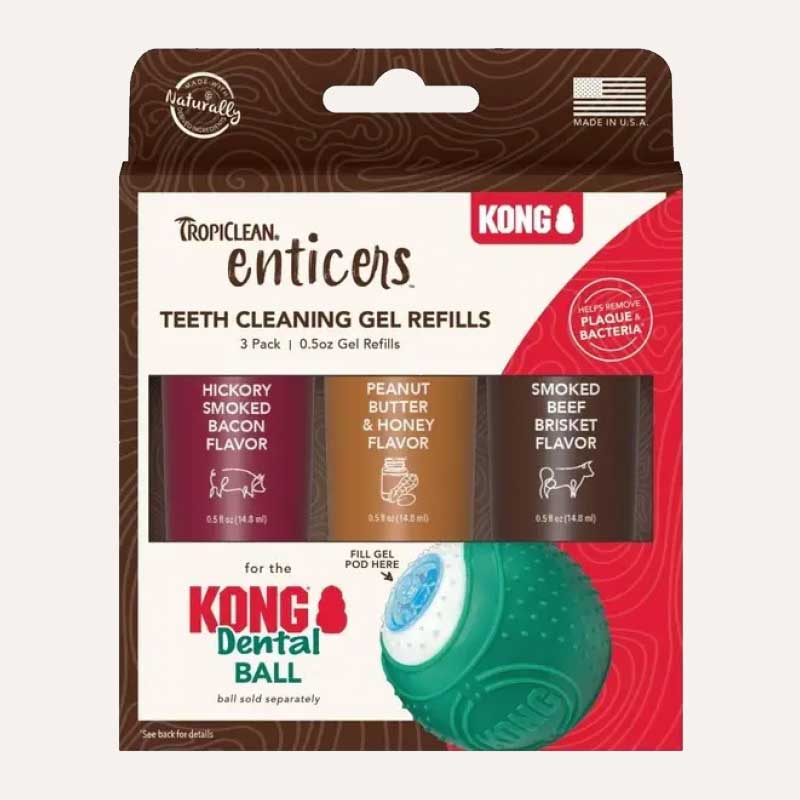 Набір гелів з різними смаками Tropiclean Enticers для кульки - Kong 3x14,8 мл