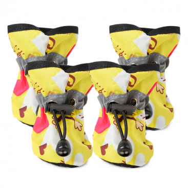 Водонепроницаемые ботинки на флисе 4 шт Monkey Print Pet Shoes yellow, S-2 (4,5х3,5 см)