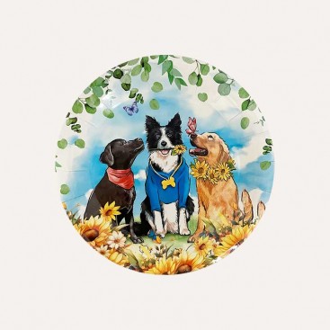 Тарілки 10 шт  на день народження песика Fiesta - Sunflowers Plates, 18 см