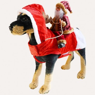 Різдвяна накидка для тварин з Санта Клаусом на спині PetsIn - Red-brown Santa Claus, M