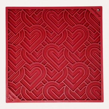 Силіконовий килимок для злизування ласощів SodaPup - Love Hearts E-Mat, red large