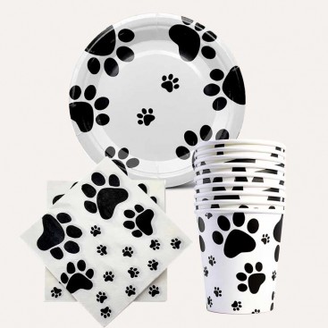 Набір одноразового посуду 60 предметів на день народження песика Fiesta - Black Paws disposable