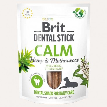Лакомство для собак успокаивающее, конопля и пустырник - Brit Dental Stick 7 шт, 251 г
