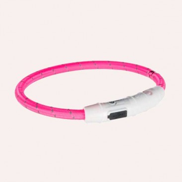 Нашийник Trixie поліуретановий USB «Flash», що світиться XS-S 35 cм / 7 мм  рожевий