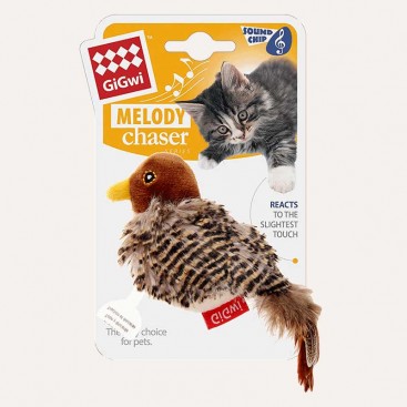 Іграшка для котів зі звуковим чіпом і котячої м'ятою GiGwi - Melody Chaser Bird 13 см
