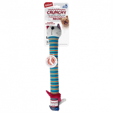 Игрушка для собак с хрустящей шеей и пищалкой GiGwi - Crunchy Neck Cat 28 см