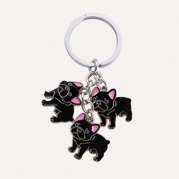 Брелок у вигляді трьох чорних французів Apple Girl - French bulldog charms