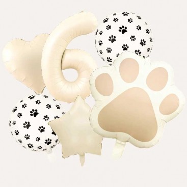 Набор из 6 шариков на шестой день рождения собачки Fiesta - Cream Balloon