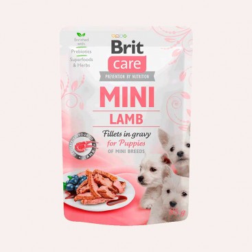Вологий корм для цуценят з ягням Brit Care - Mini Puppy - Lamb fillets in gravy 85 г