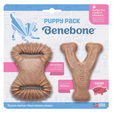 Набір з двох жувальних іграшок для цуценят зі смаком бекону Benebone - Puppy Pack Bacon 2 шт