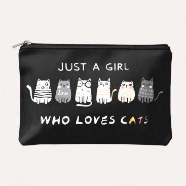 Косметичка чорна з мультяшними котиками Confession - Love with Cats