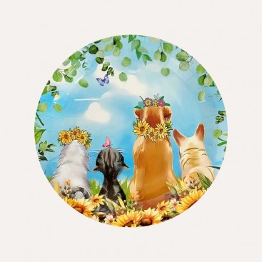 Тарелки 10 шт в день рождения собачки Fiesta - Sunflowers Plates, 23 см