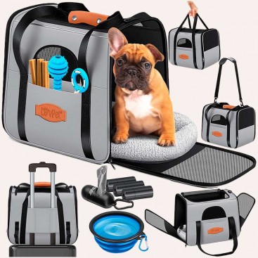 Дорожная и авиа переноска для собак и кошек LovPet - Comfort Dog Carrier 2-in-1 Light gray