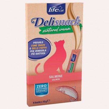 Лакомство для кошек с лососем LifeCat - DeliSnack cream, 6х15 г