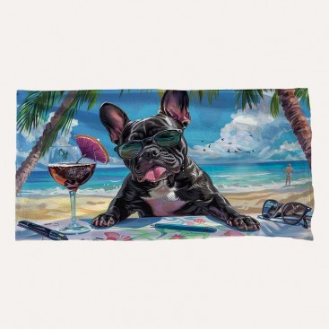 Пляжний плед - French Bulldog, 70Х140 см