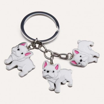 Брелок у вигляді трьох білих французів Apple Girl - French bulldog charms