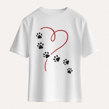 Футболка женская InLove - Red line and paws, XL