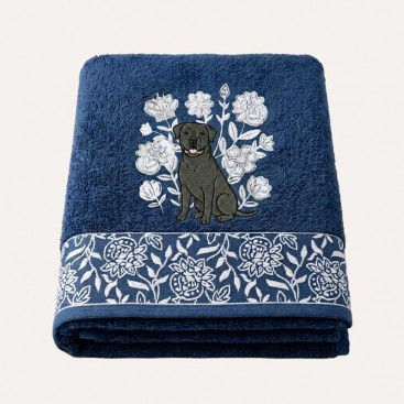 Рушник для собак з вишивкою Montmorency - Labrador Floral Denim (70х130 см)