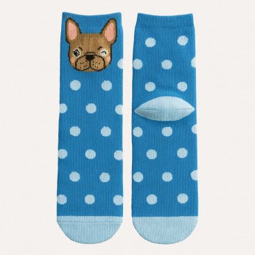 Шкарпетки сині з французом і блакитним горошком Vincent - Blue dots, 36-41