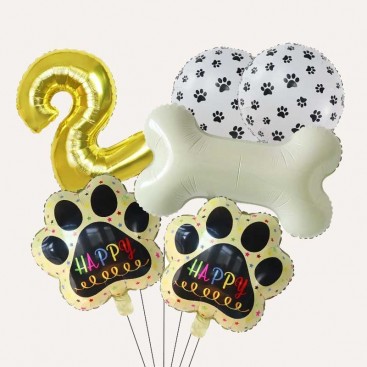Набор из 6 шариков на второй день рождения собачки Fiesta - Gold 2