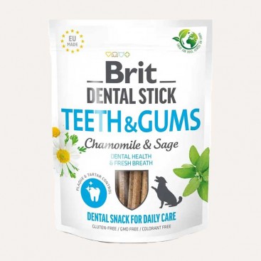 Ласощі для собак здорові ясна та зуби, ромашка і шавлія - Brit Dental Stick 7 шт, 251 г