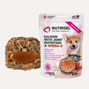 Функциональное лакомство для собак с лососем и Omega-3 LK Baits-Pet Nutrigel Salmon S-M,150 г