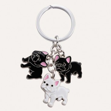 Брелок у вигляді чорних і білого французів Apple Girl - French bulldog charms