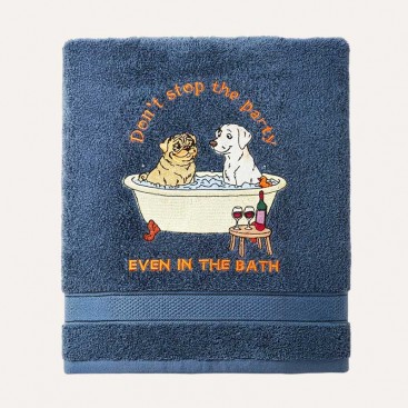Махровий рушник для домашніх улюбленців Bark&Tail - Don't Stop the Party (70×130 см), синій