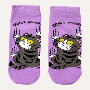 Носки женские с котом Holiday - Purple, 36-40