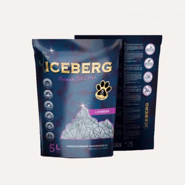 Силікагелевий наповнювач для котячого туалету з ароматом лаванди - Iceberg Premium Lavender 5 л